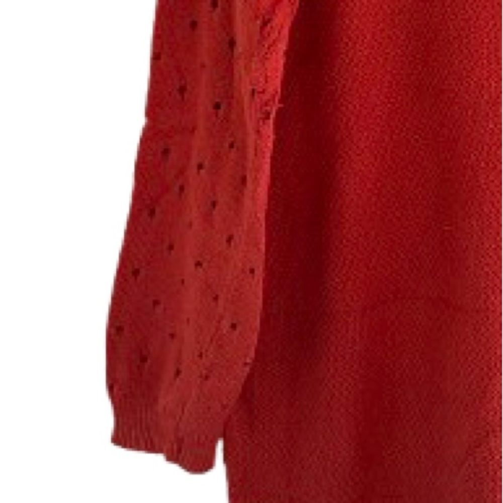 Moth Cherry Coded Rust Red Eyelet Knit Sweater La… - image 5